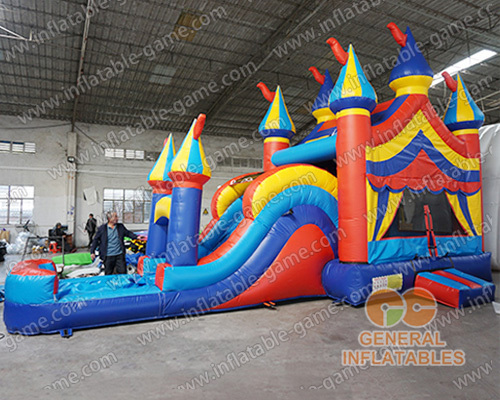 Inflatable castle combo with slide wet/dry