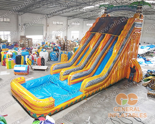 24' High inflatable dual water slide