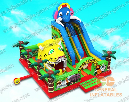  Jungle animal inflatable land with big moving mouth