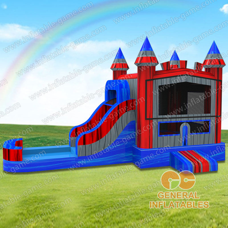 Marble castle inflatable combo wet and dry