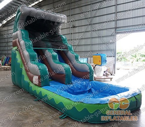 Inflatable water slide with pool