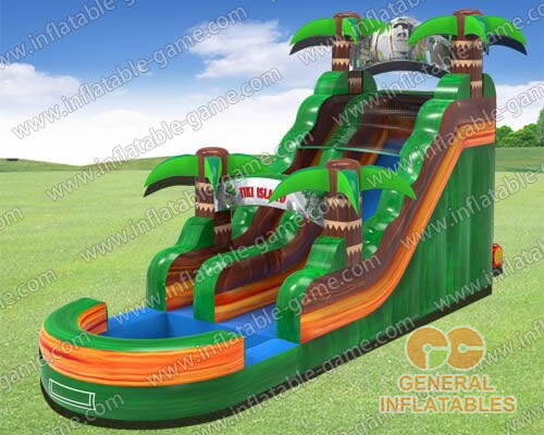 Inflatable tiki island water slide