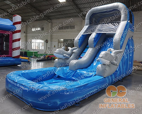 Inflatable dolphin water slide