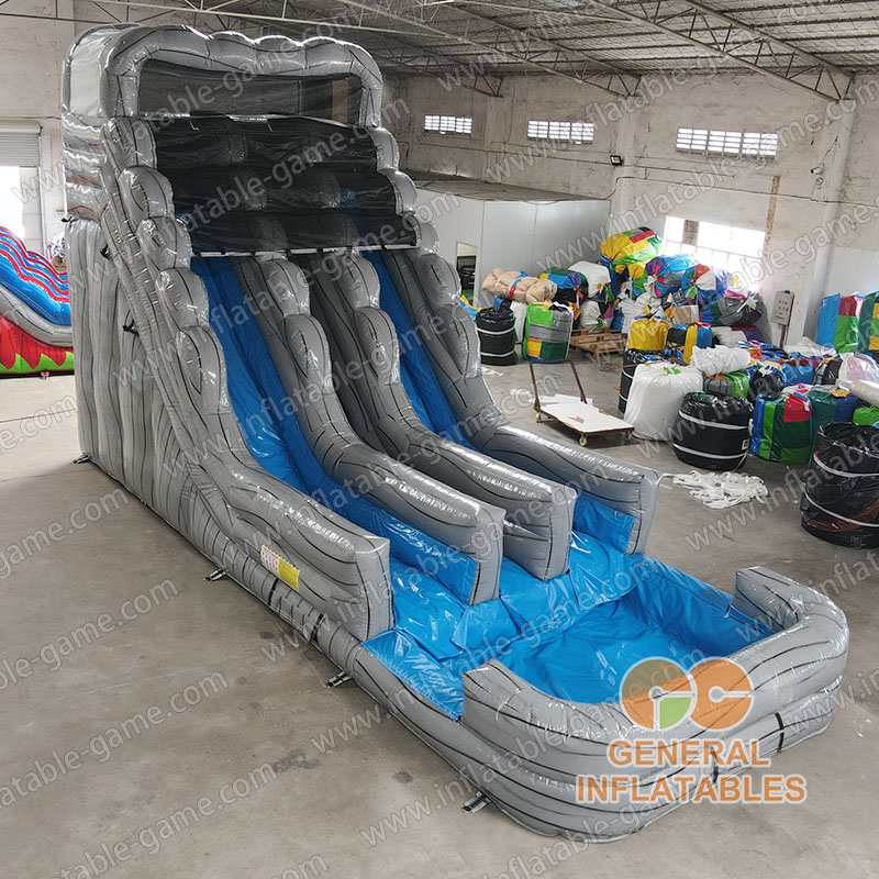 Grey marble dual lane water slides